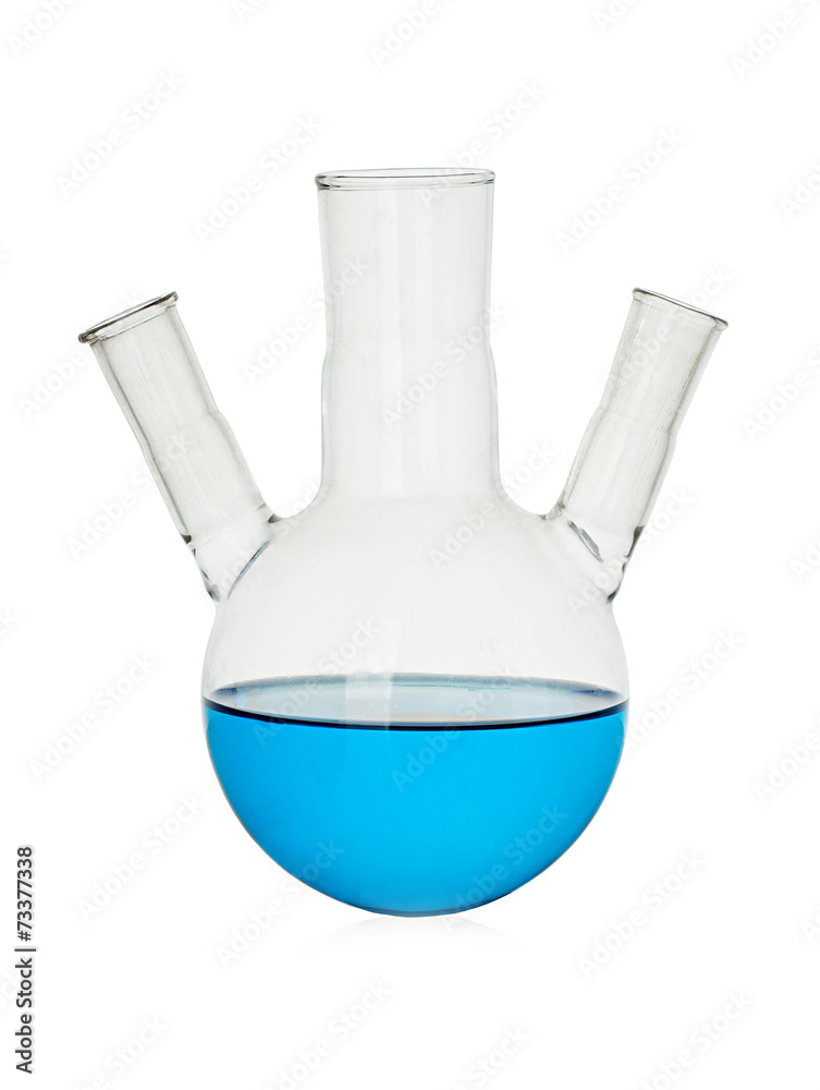 Blue chemical liquid in medical flask, retort Blue chemical liquid in medical flask, retort