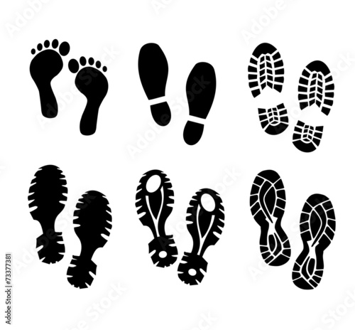 Shoes and bare foot prints vector
