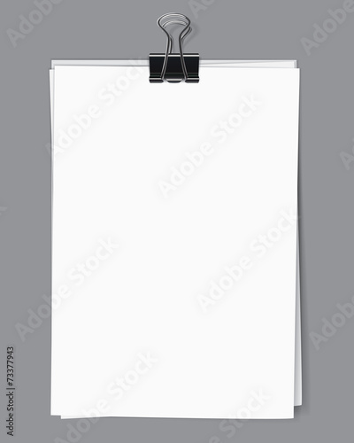 Blank sheets fastened by a binder clip