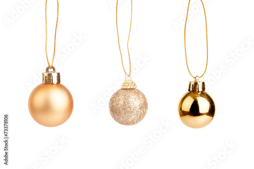 Three of gold christmas tree baubles