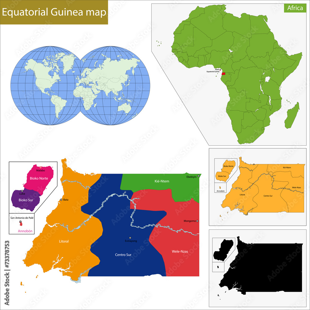 Fototapeta premium Equatorial Guinea map