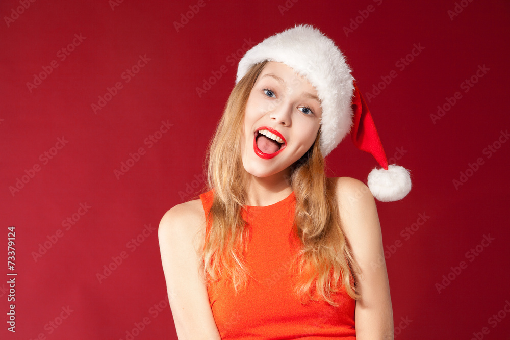 Beautiful girl wearing santa claus clothes Beautiful girl wearing santa claus clothes