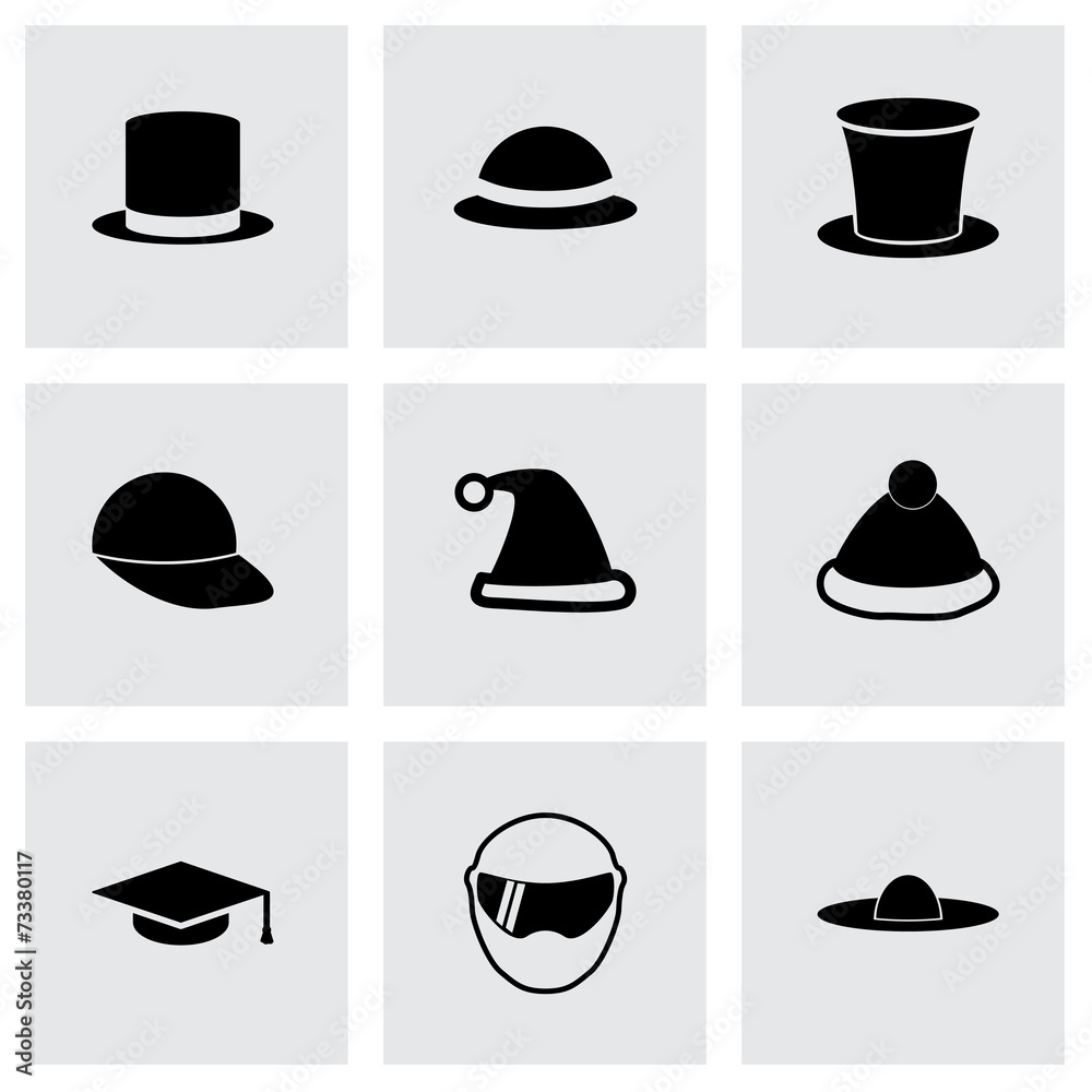 Vector helmet and hat icon set