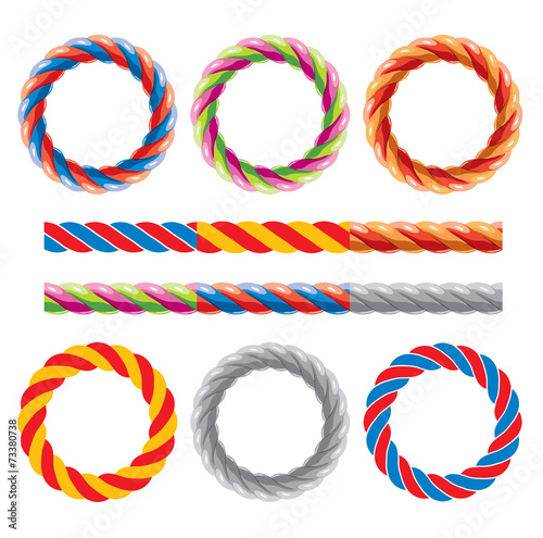 Round frames made of colored twisted cords