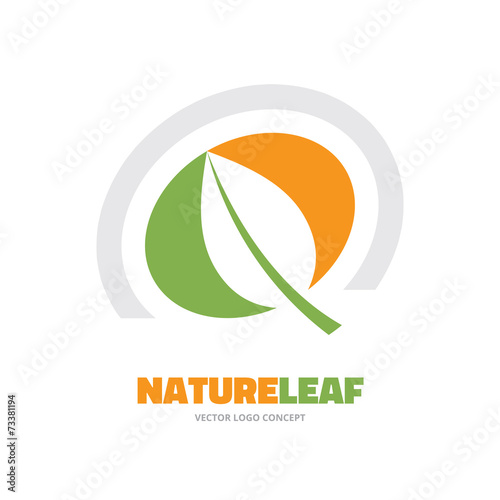 Nature leaf - vector logo concept in minimal classic style. photo