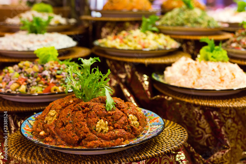Photography Variety of turkish appetizers and salads