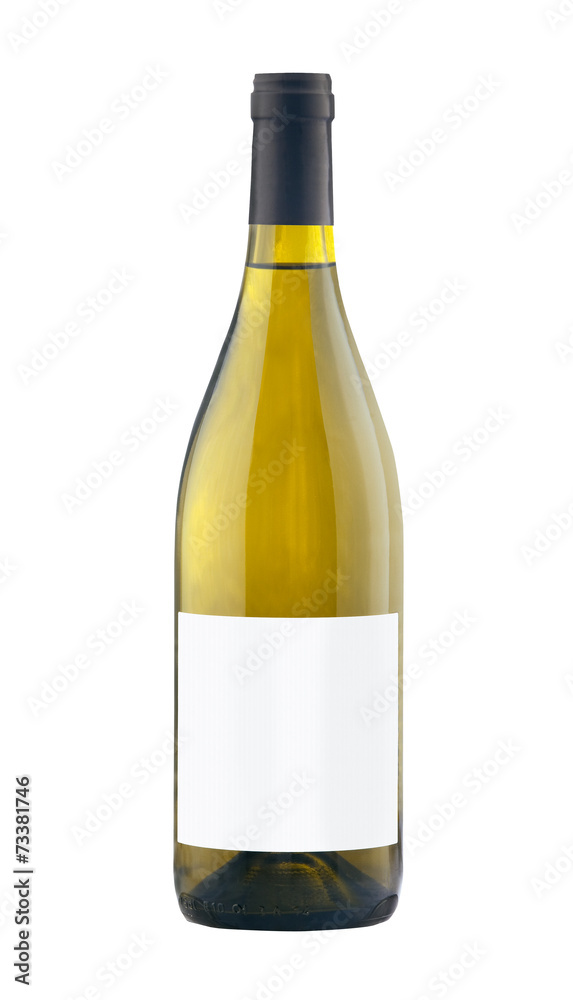 White wine bottle isolated with blank label. White wine bottle isolated with blank label.