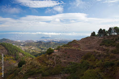 Gran Canaria, aerial view from central mountains towards Las Pal photo