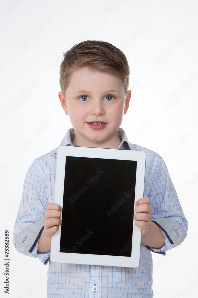 closeup of satisfied young boy