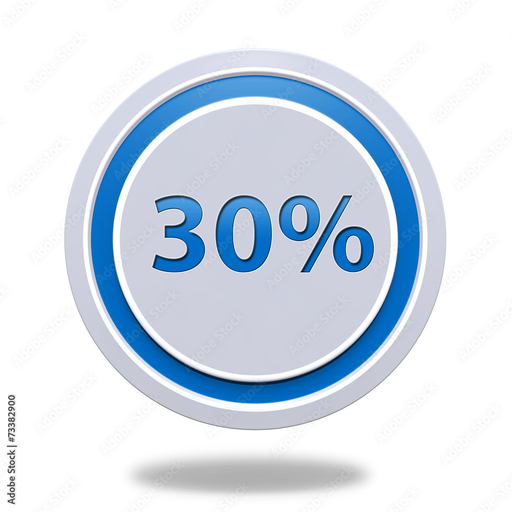 Thirty percent circular icon on white background Thirty percent circular icon on white background