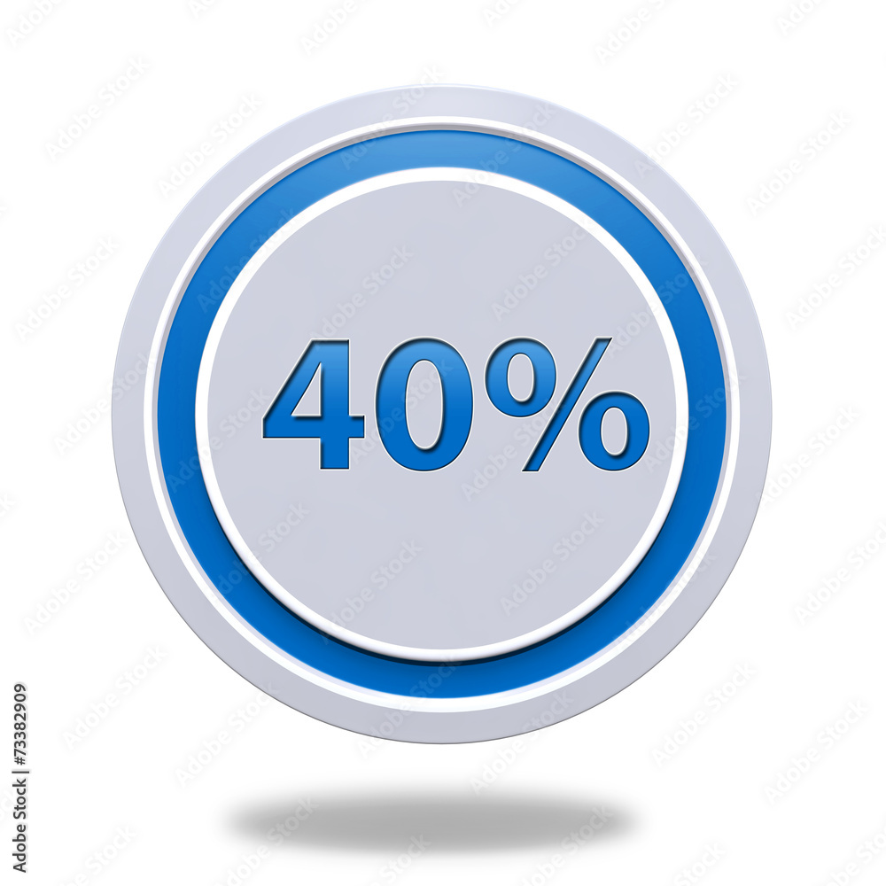 Fourty percent circular icon on white background Fourty percent circular icon on white background