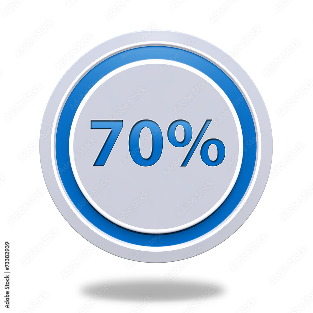 Seventy percent circular icon on white background Seventy percent circular icon on white background