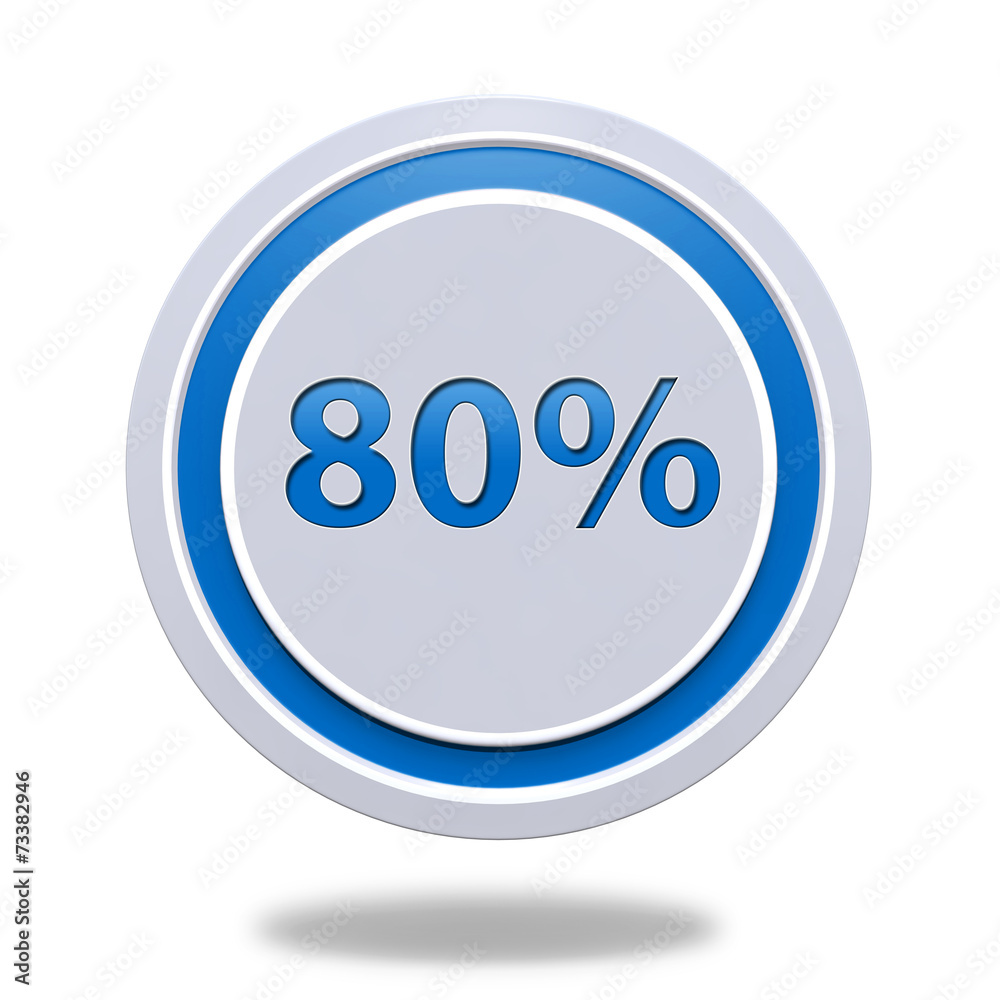 Eighty percent circular icon on white background Eighty percent circular icon on white background