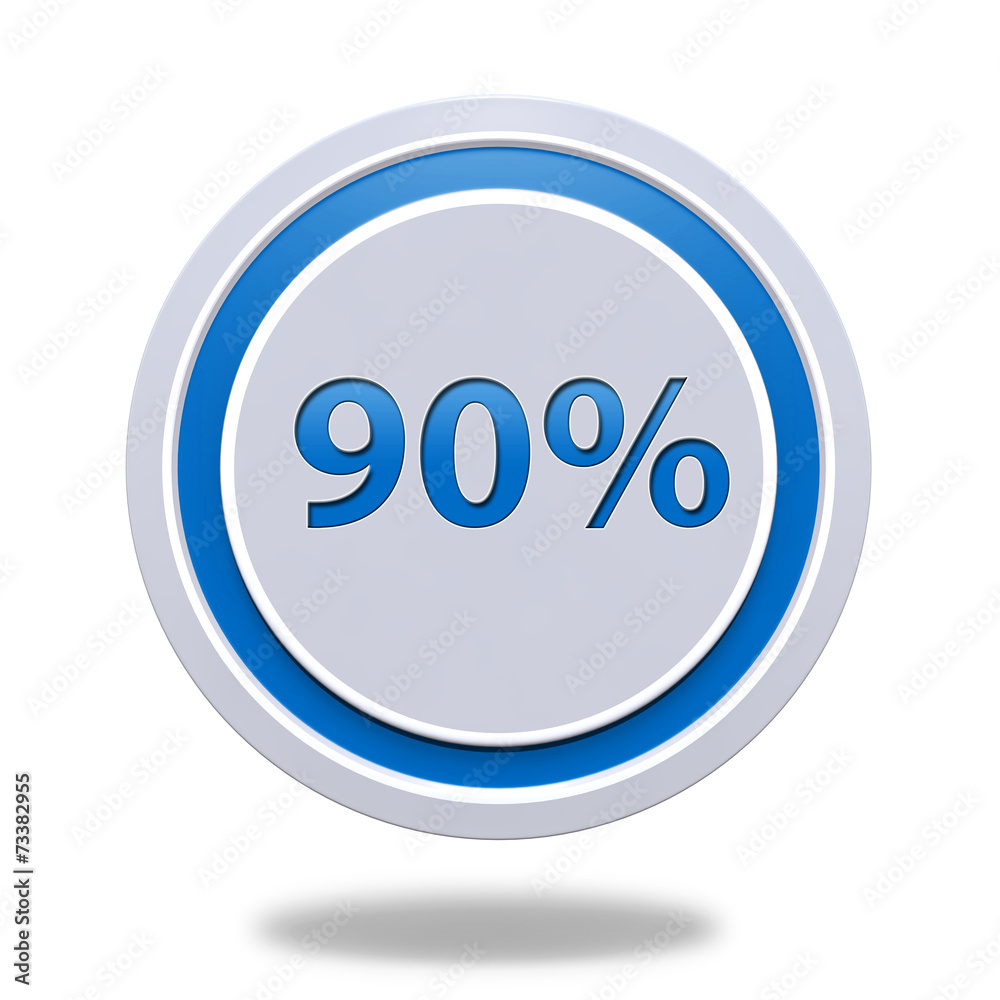 Ninety percent circular icon on white background Ninety percent circular icon on white background