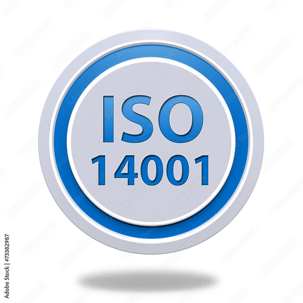 Iso 14001 circular icon on white background