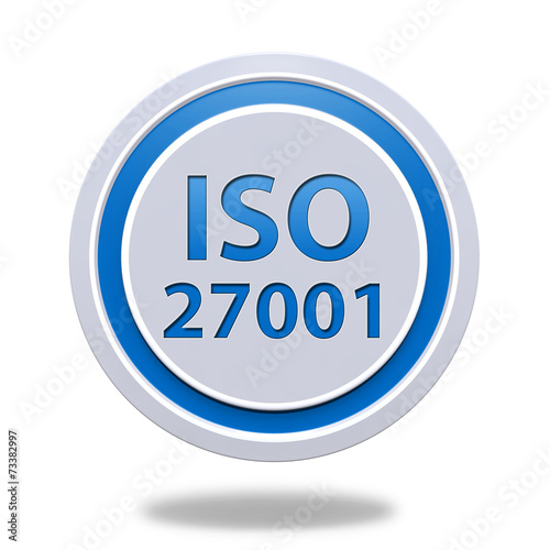 Iso 27001 circular icon on white background