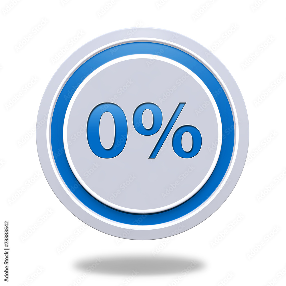 Zero percent circular icon on white background Zero percent circular icon on white background