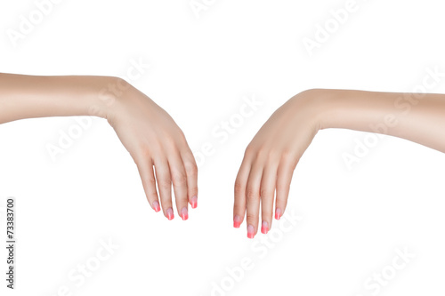 Two female hands.