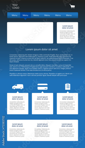 Vector webdesign. Clean graphic web template with dark blue vect