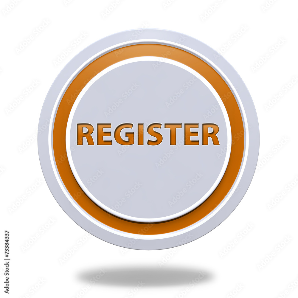 register circular button on white background