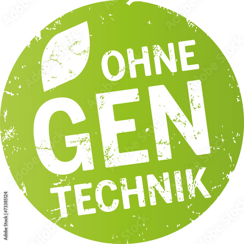 grüner runder button ohne gentechnik mit blatt