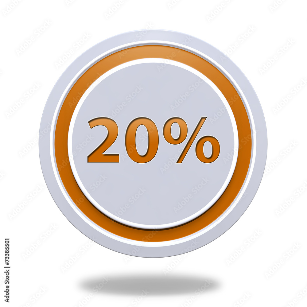 Twenty percent circular icon on white background Twenty percent circular icon on white background