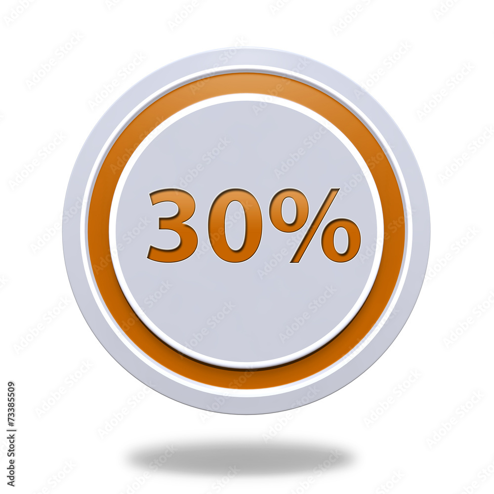 Thirty percent circular icon on white background Thirty percent circular icon on white background