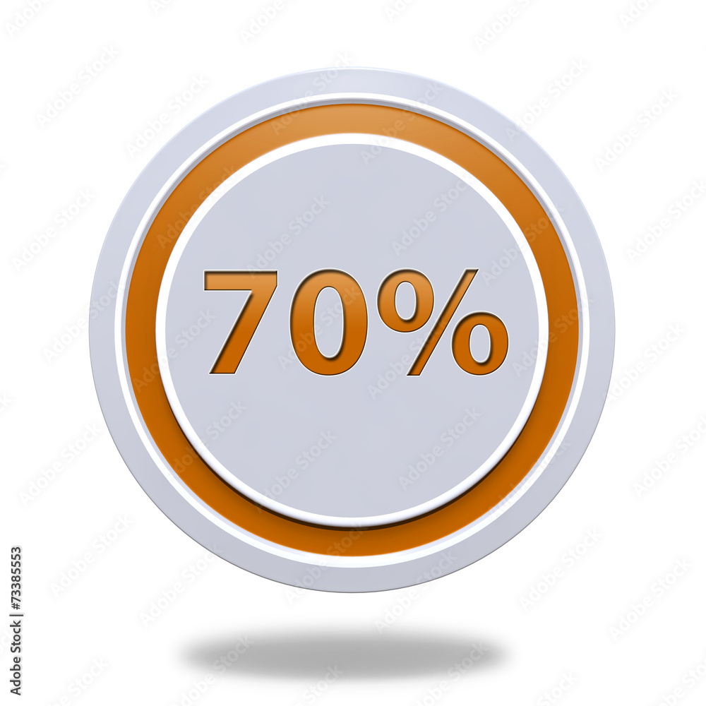 Seventy percent circular icon on white background Seventy percent circular icon on white background