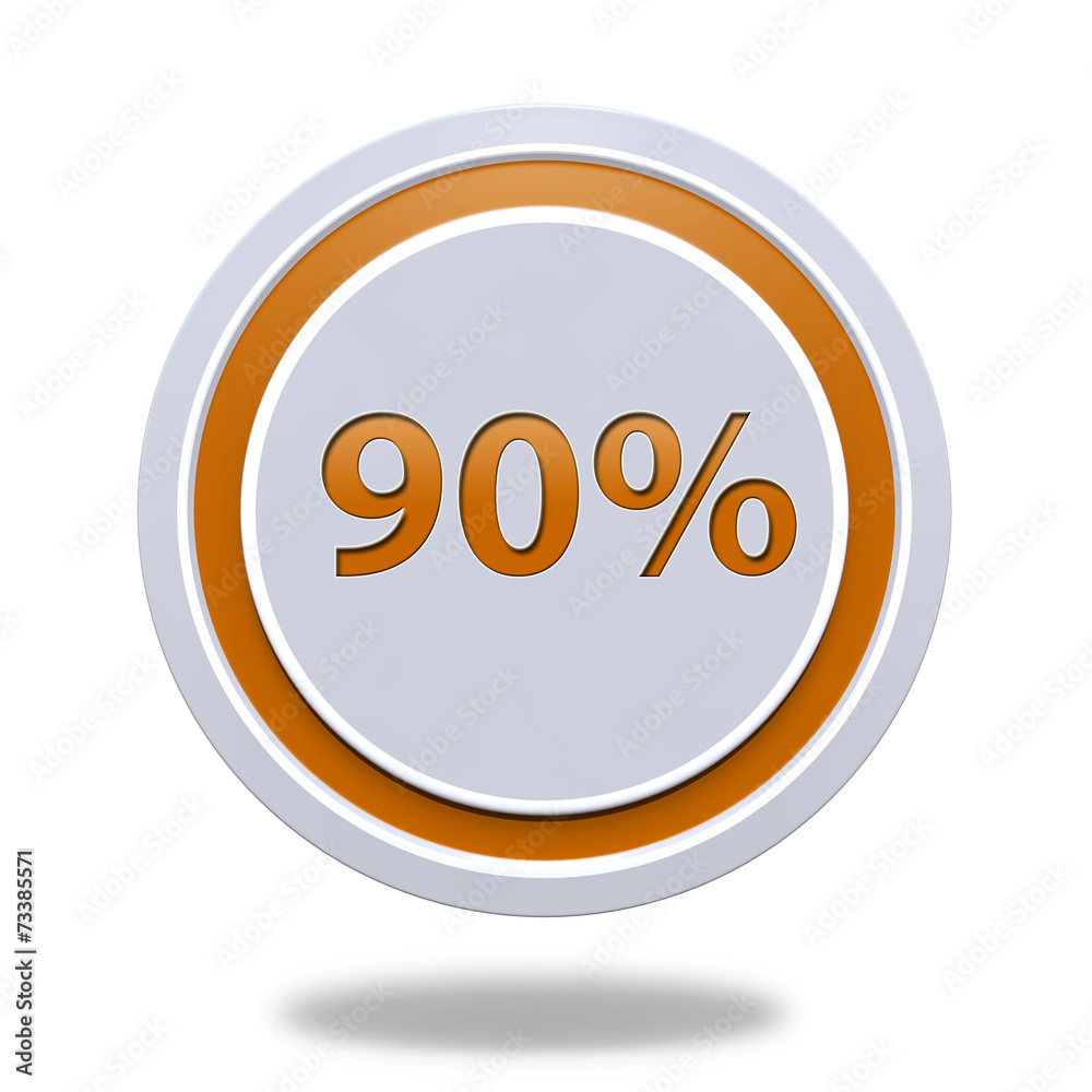 Ninety percent circular icon on white background Ninety percent circular icon on white background