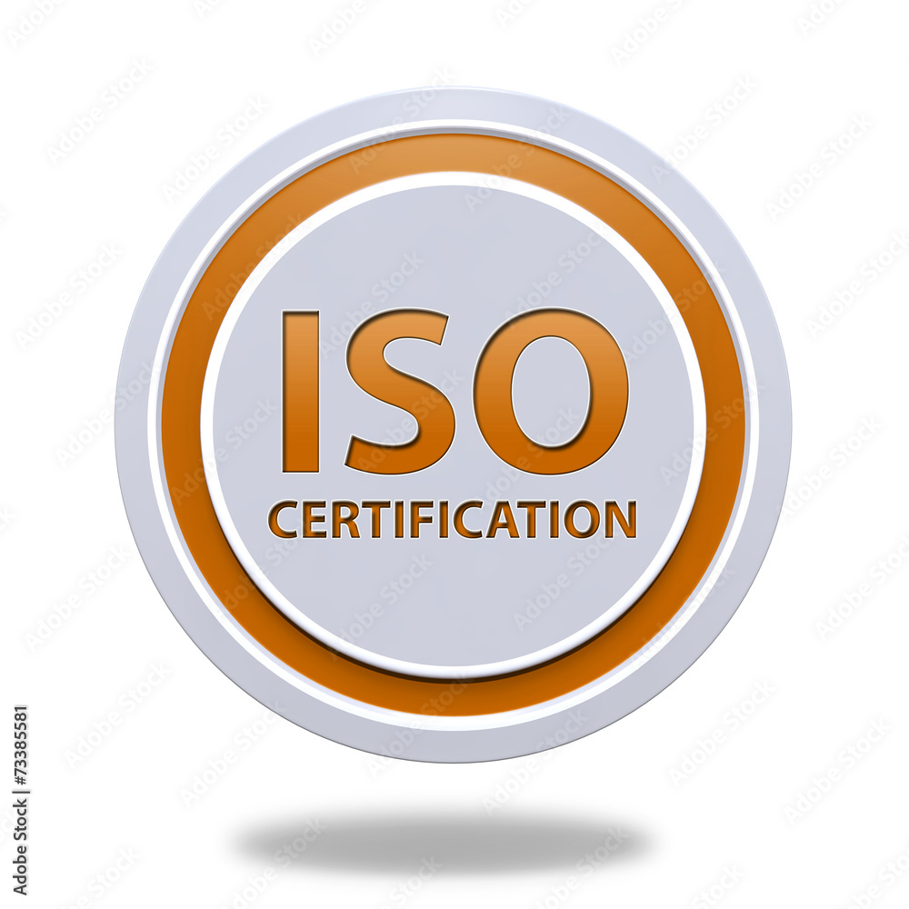 Iso certification circular icon on white background
