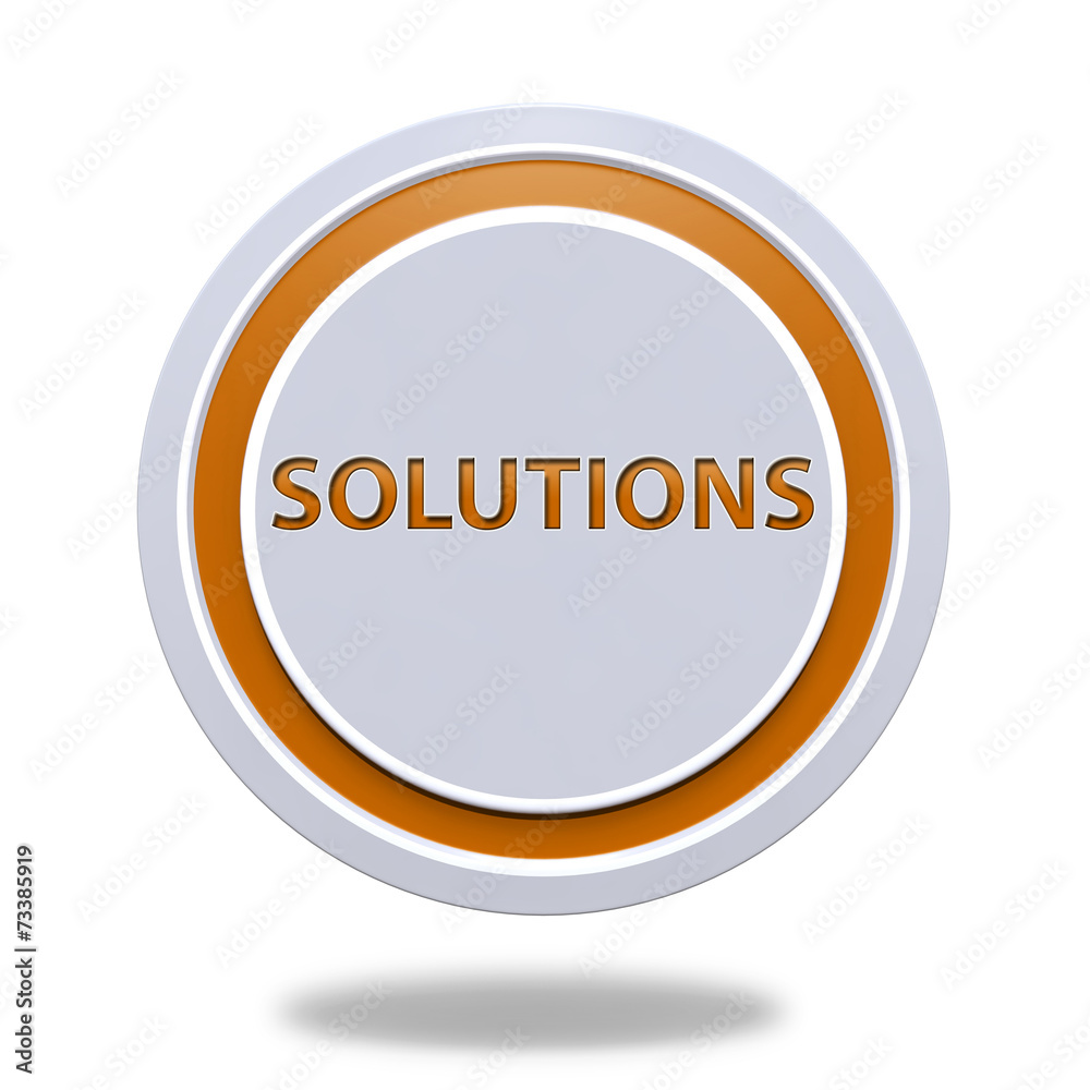 Solutions circular icon on white background Solutions circular icon on white background
