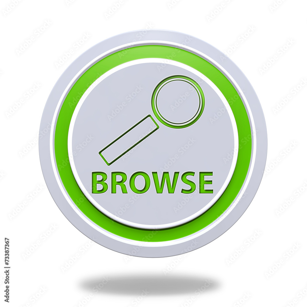 Browse circular icon on white background Browse circular icon on white background