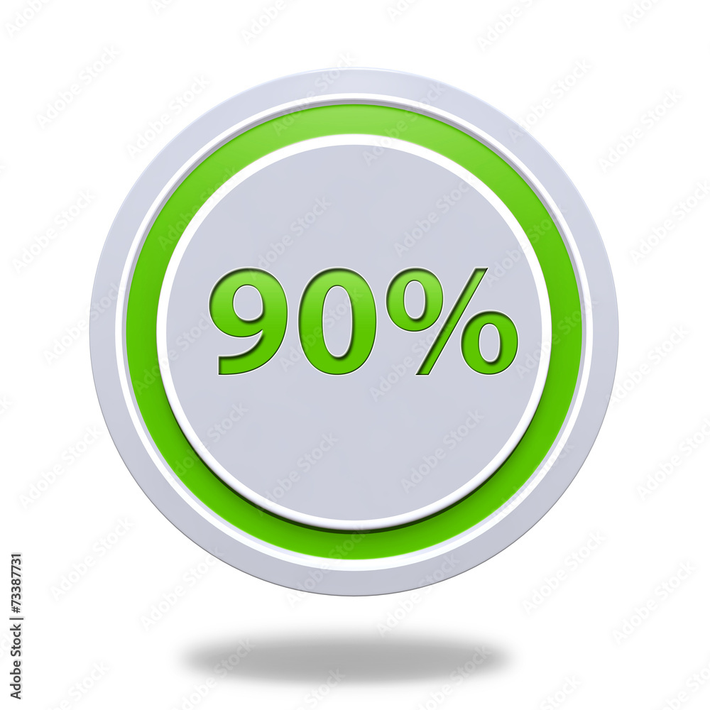 Ninety percent circular icon on white background Ninety percent circular icon on white background