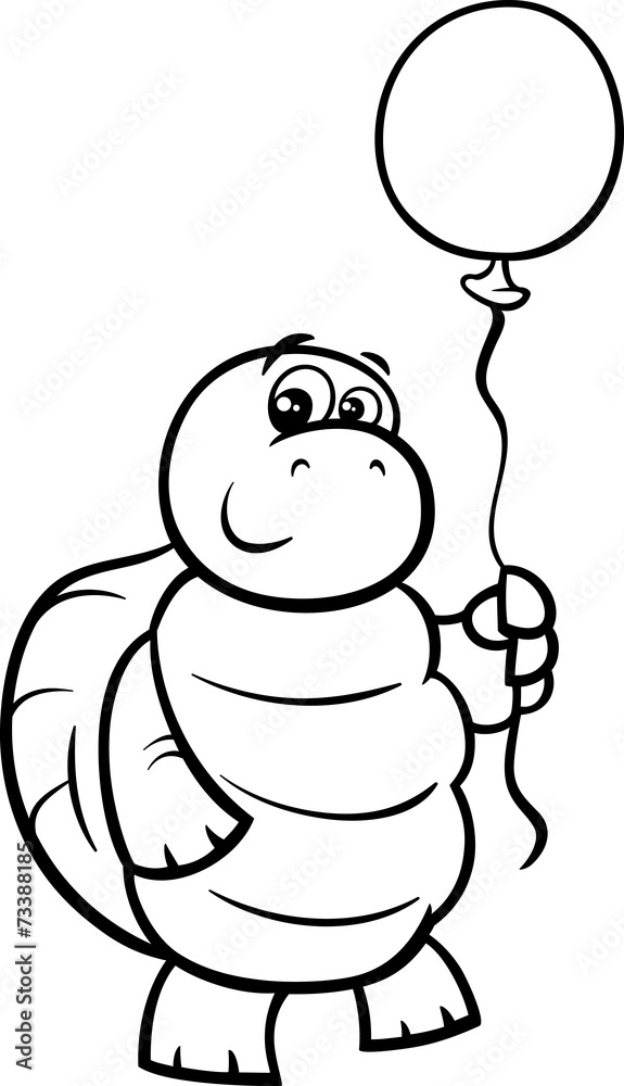 Obraz premium turtle with balloon coloring page