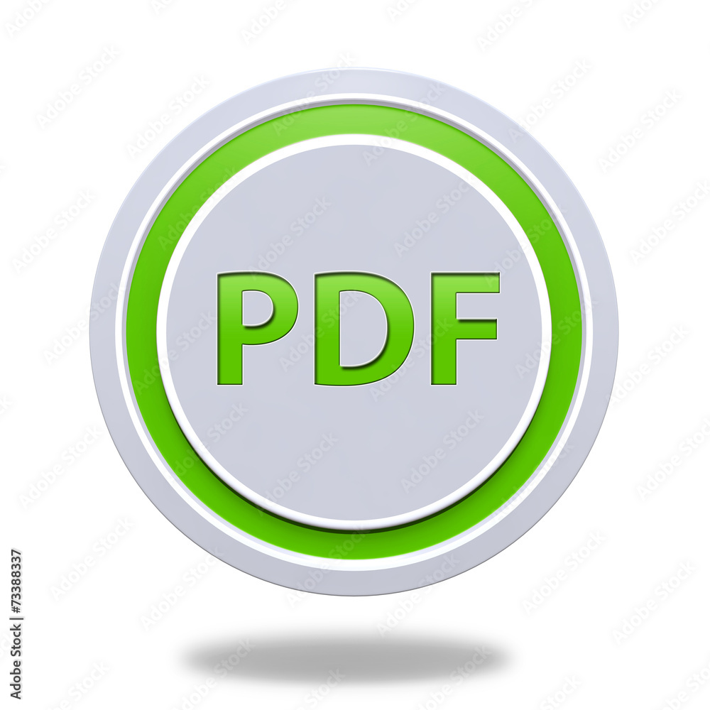 Pdf circular icon on white background Pdf circular icon on white background