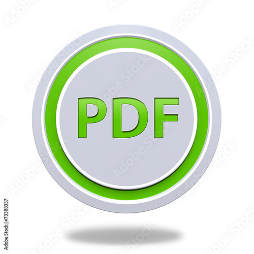 Pdf circular icon on white background photo