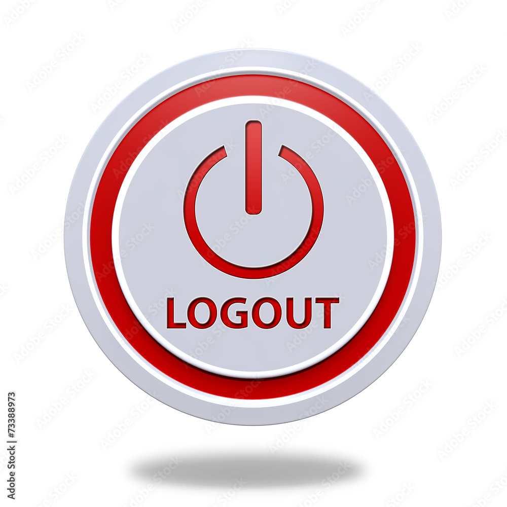 Logout circular icon on white background Logout circular icon on white background