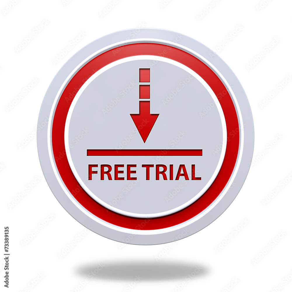 Free trial circular icon on white background Free trial circular icon on white background