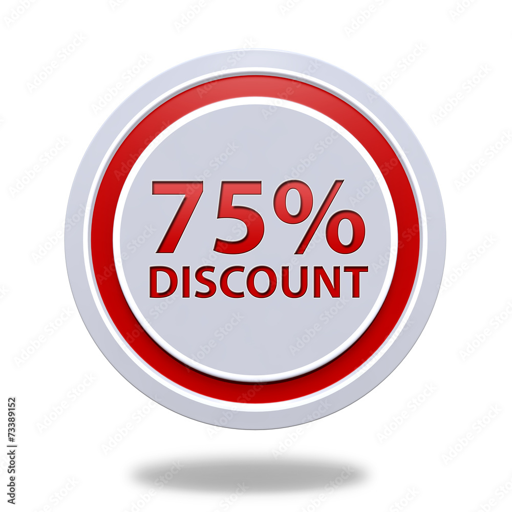 Discount 75 circular icon on white background Discount 75 circular icon on white background