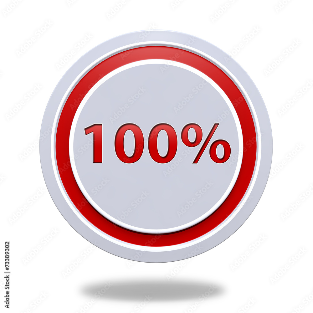 Hundred percent circular icon on white background Hundred percent circular icon on white background