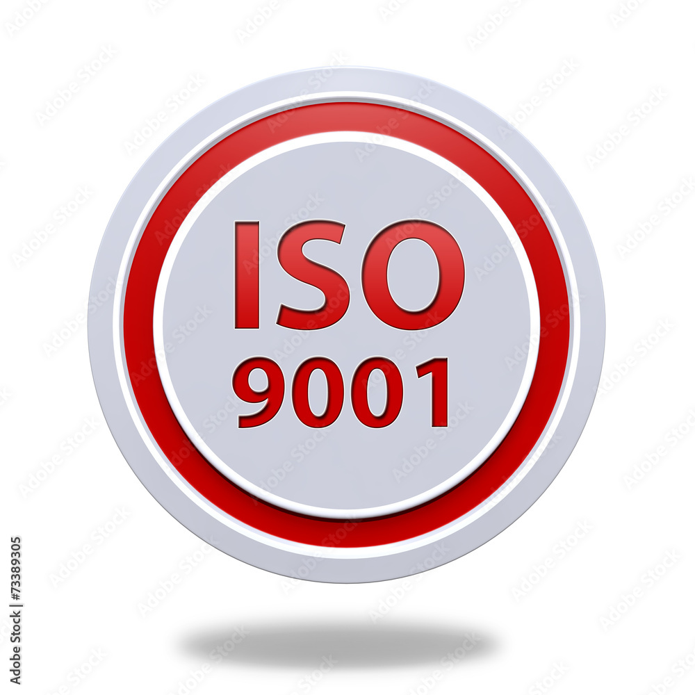 Iso 9001 circular icon on white background Iso 9001 circular icon on white background