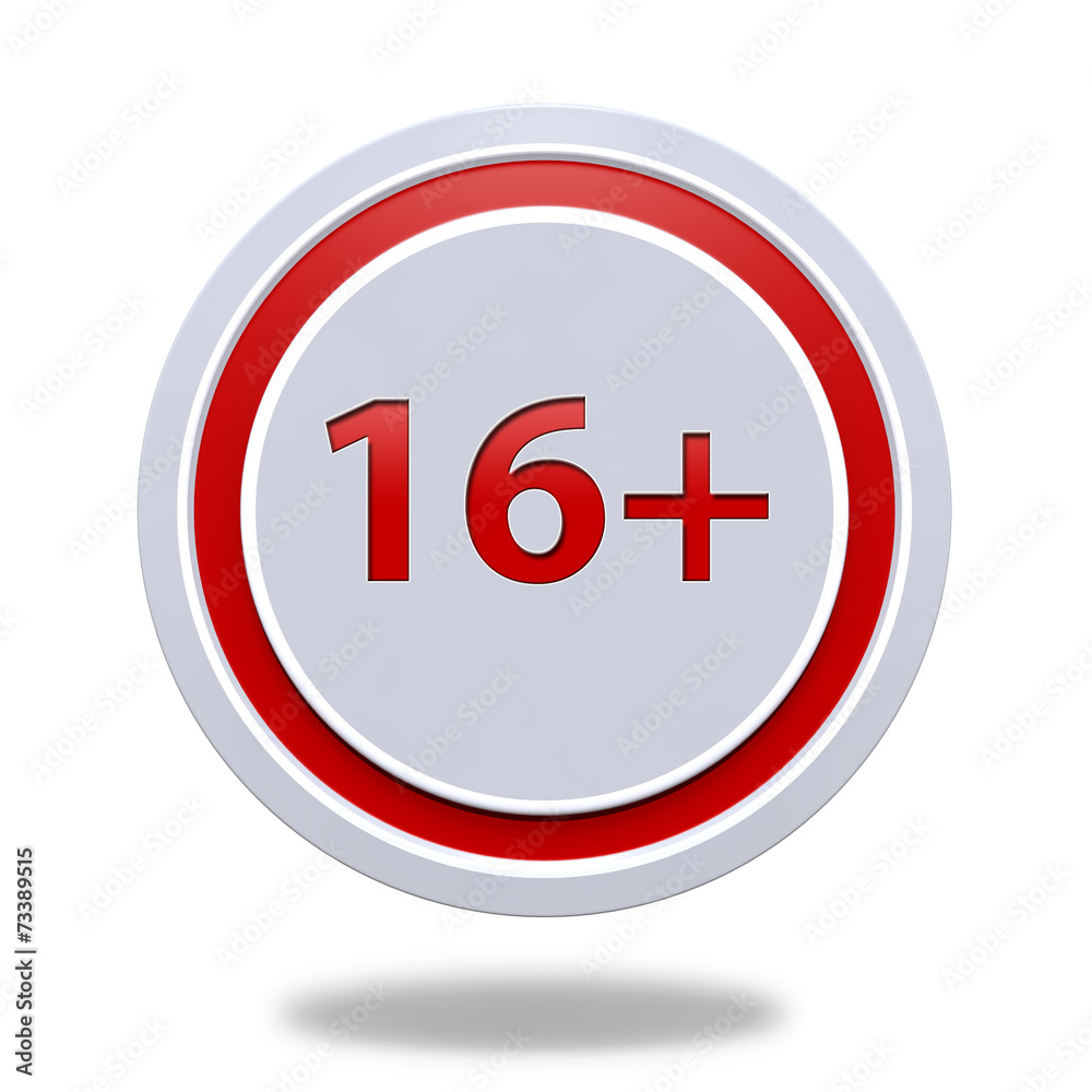 16+ circular icon on white background 16+ circular icon on white background