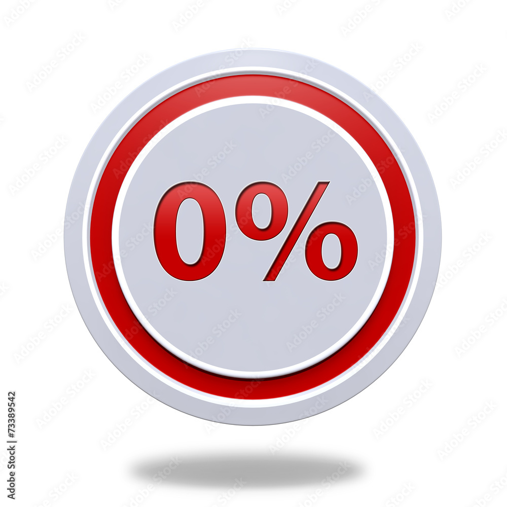 Zero percent circular icon on white background Zero percent circular icon on white background
