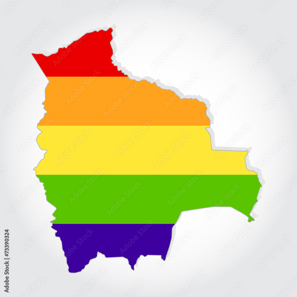 Rainbow flag in contour of Bolivia Rainbow flag in contour of Bolivia