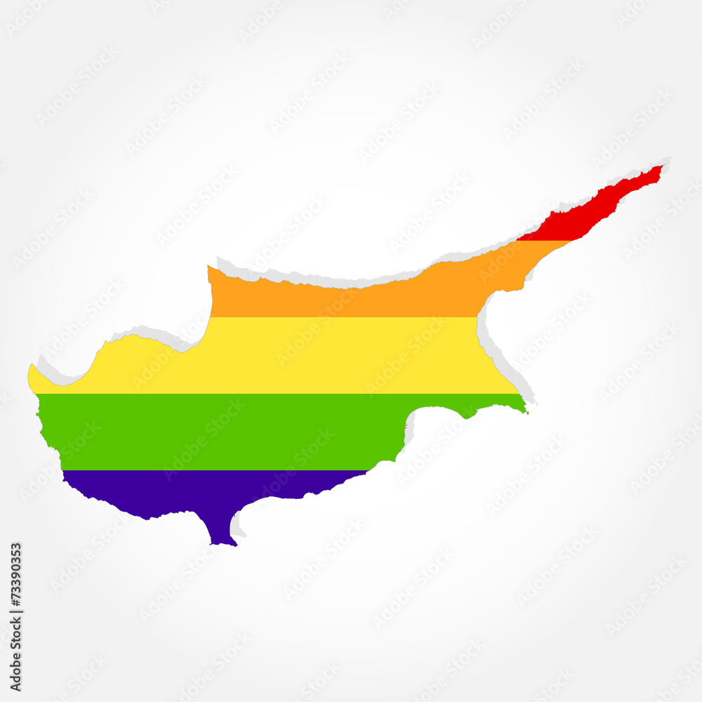 Rainbow flag in contour of Cyprus