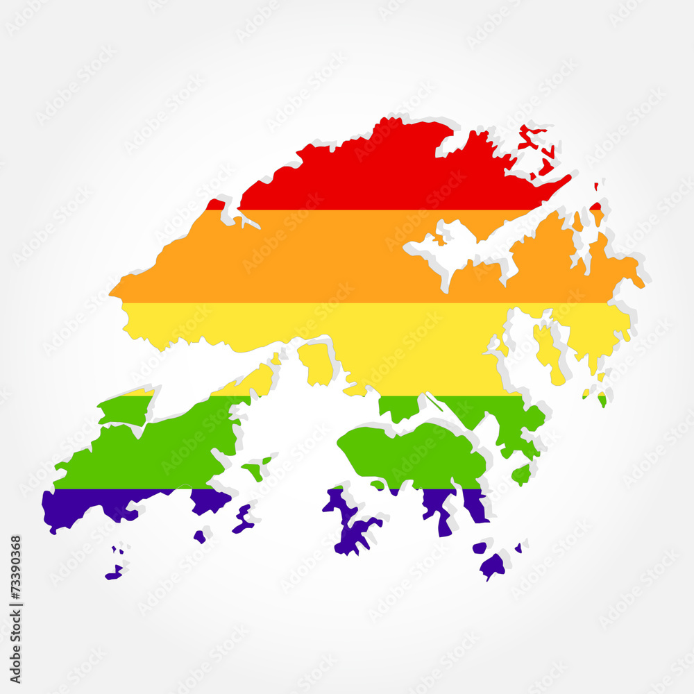 Rainbow flag in contour of Hong Kong