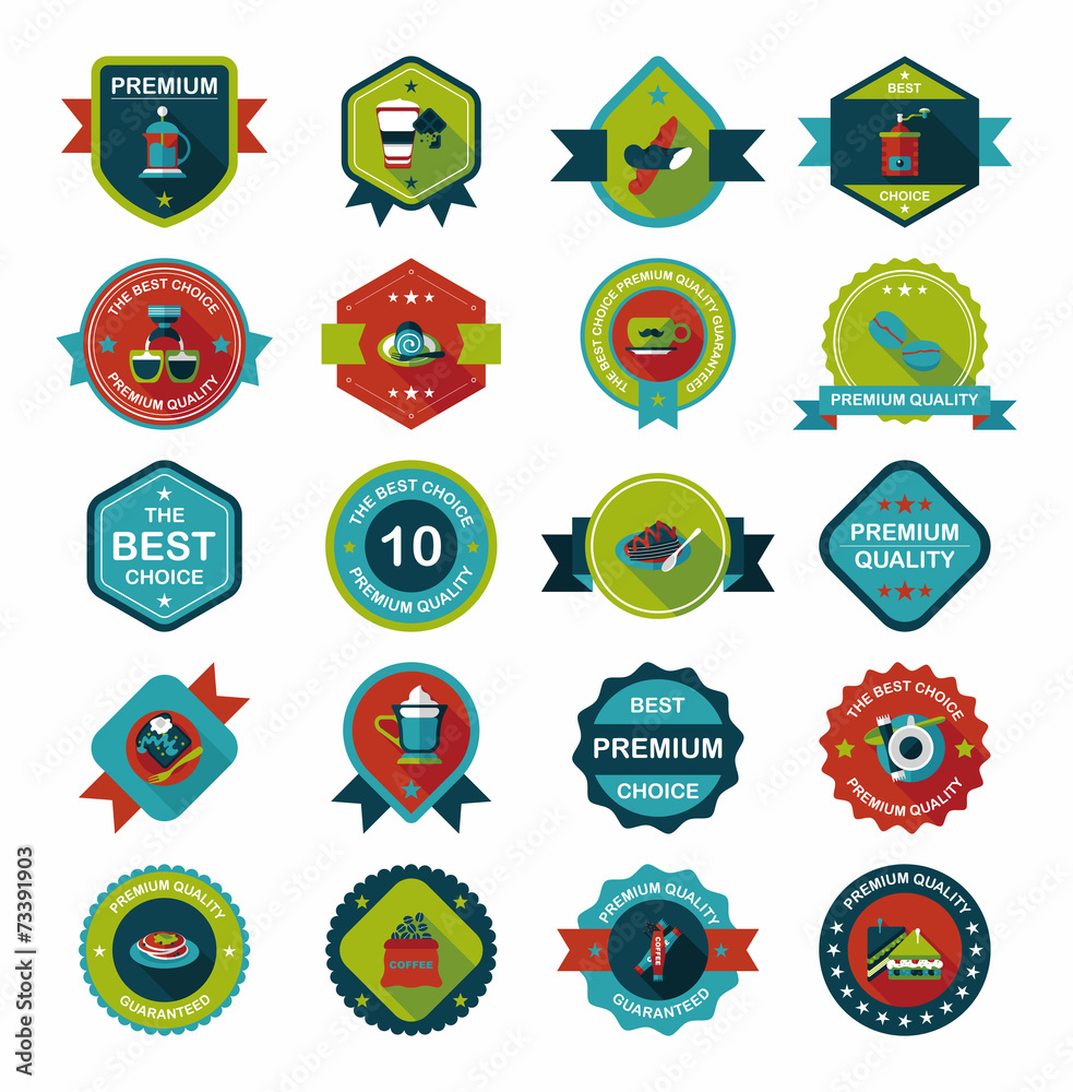 coffee badge design flat background set, eps10 coffee badge design flat background set, eps10