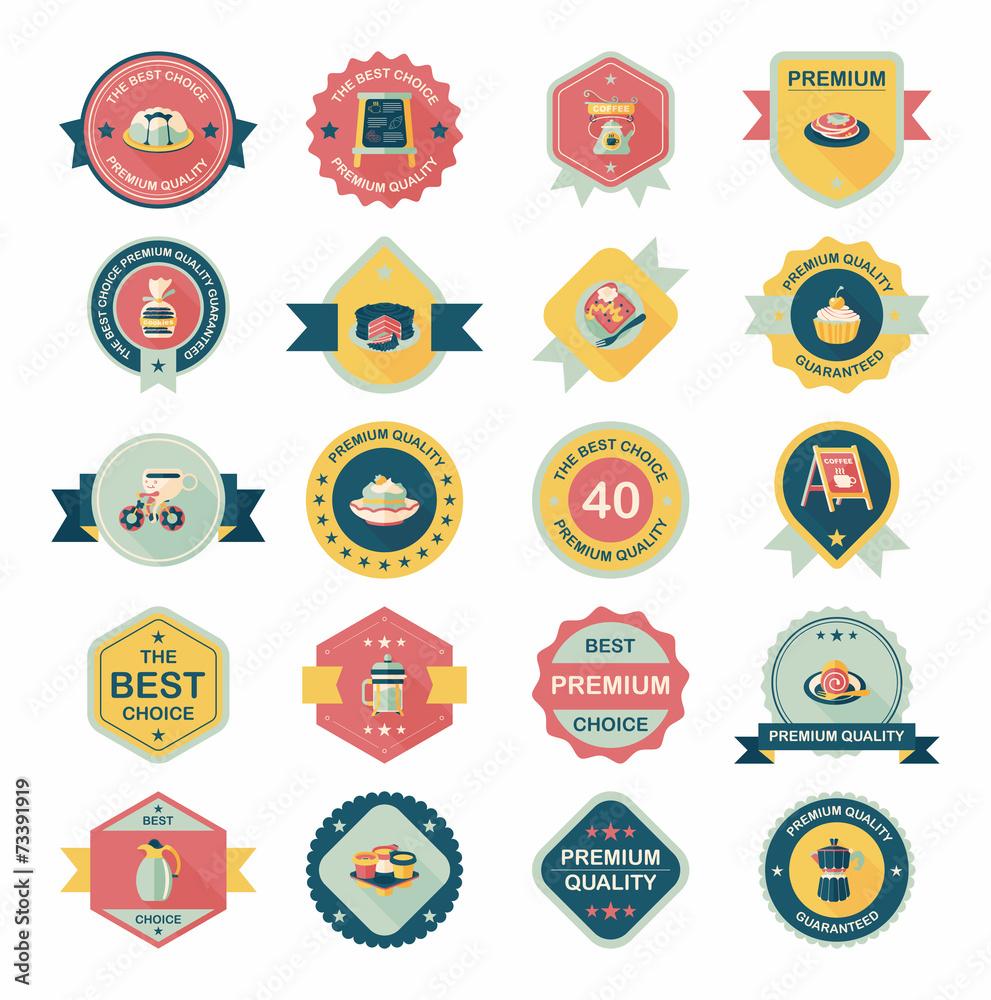 coffee badge design flat background set, eps10