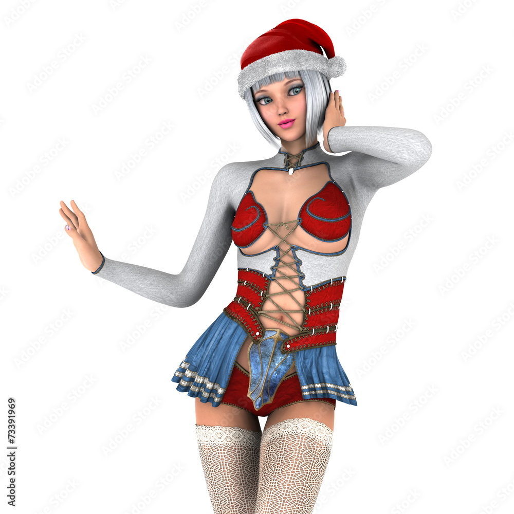 サンタクロース帽子の女性