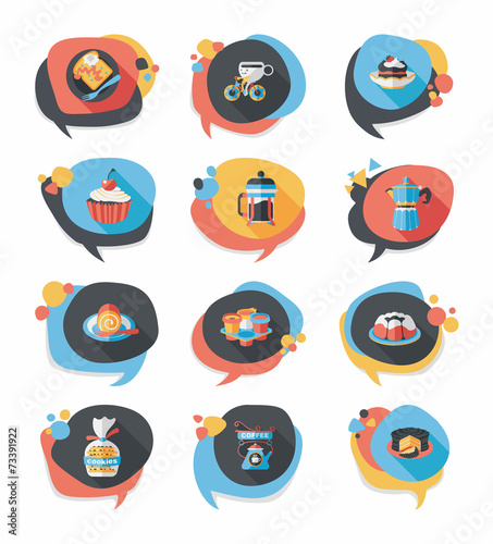 Coffee bubble speech flat banner design flat background set, eps